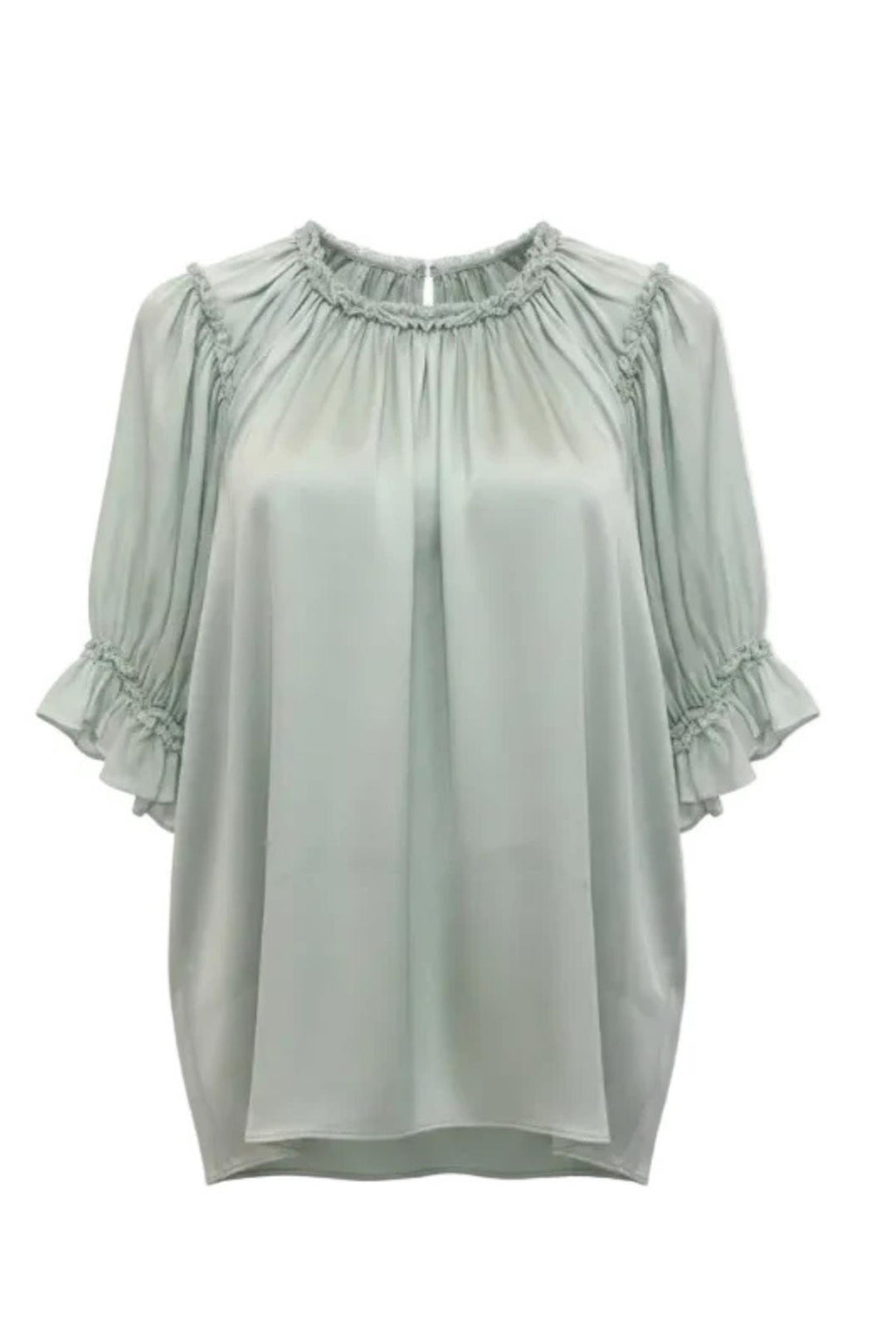 Alina Short Sleeve Silk Top Celadon