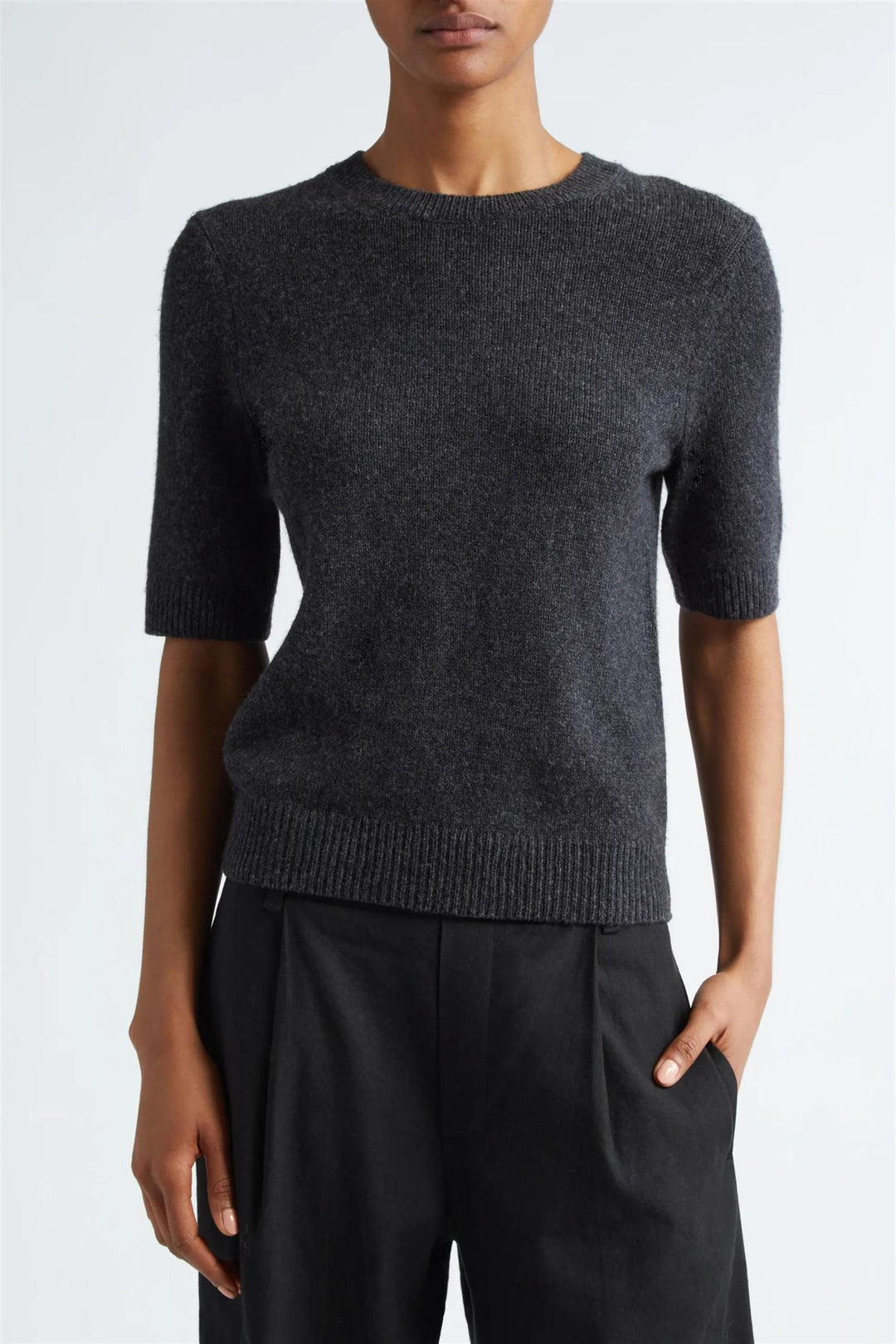 Shortsleeved Knit Pullover Charcoal