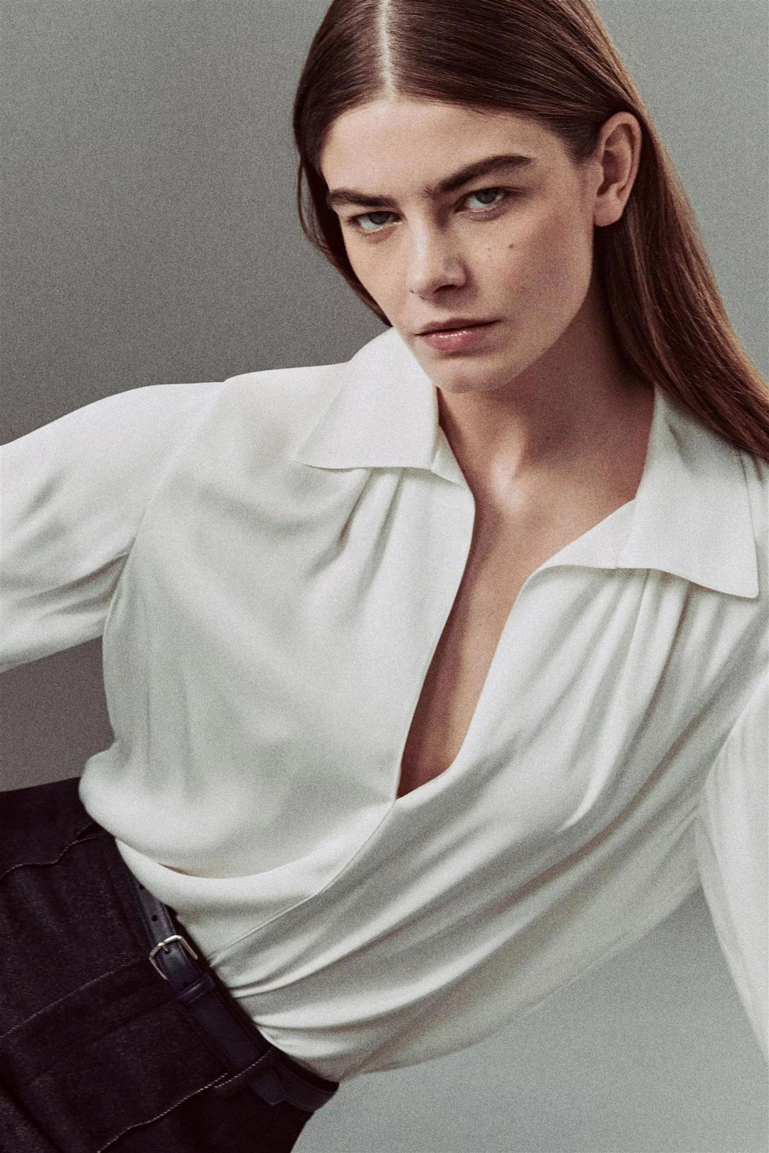Smocked Long-Sleeved Blouse Off-White