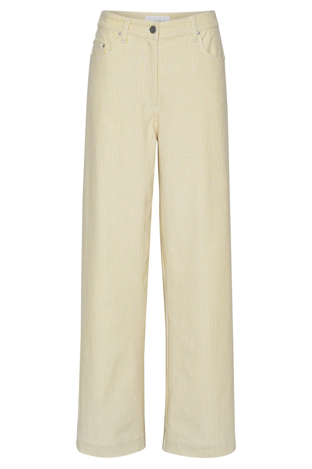 Striped Twill Wide Pants Straw Comb