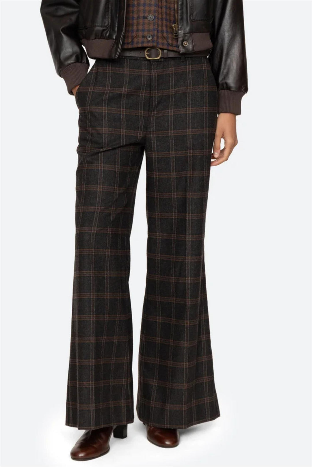 Monroe Wool Plaid Belted Pant