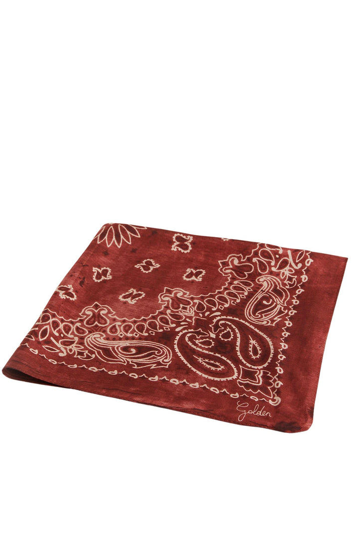 Golden Foulard Paisley Silk Scarf Spiced Apple