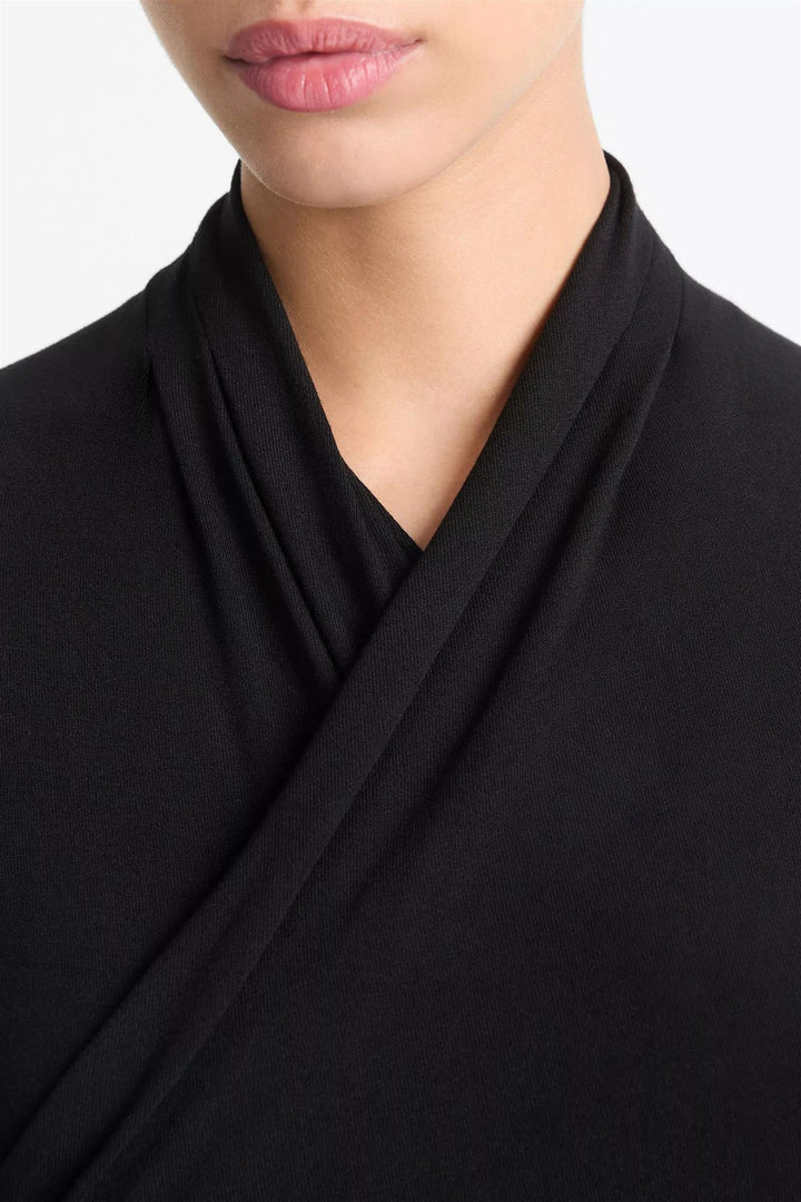 Fixed Wrap Long-Sleeve Top Black