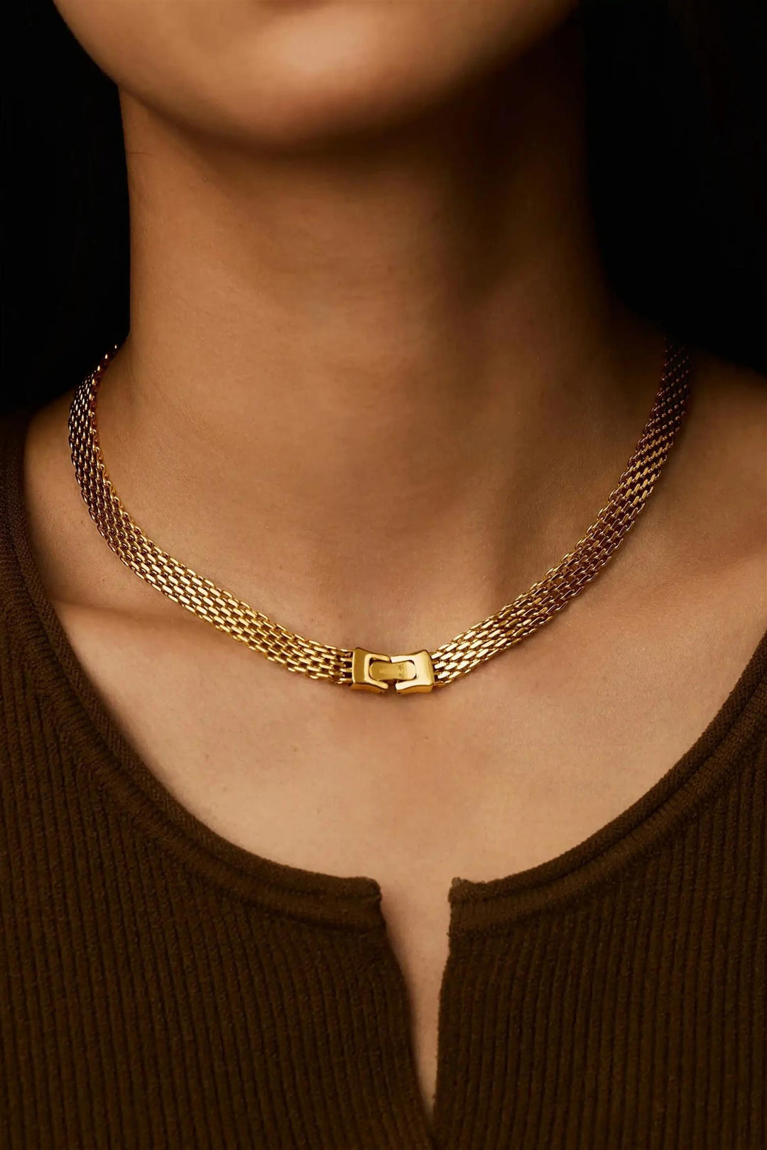 Heirloom Chain Choker Necklace Gold