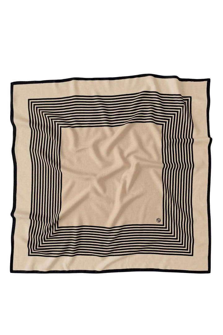 Wool No.1 Scarf 90 cm. Sand & Black