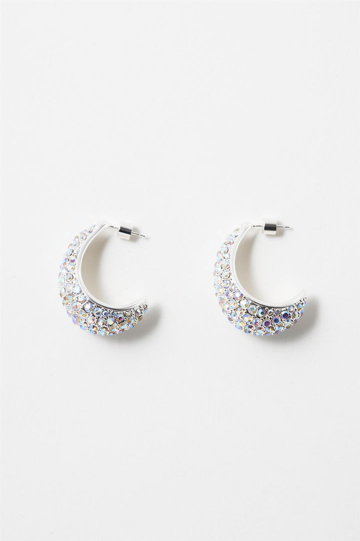 Small Crescent Hoops Silver