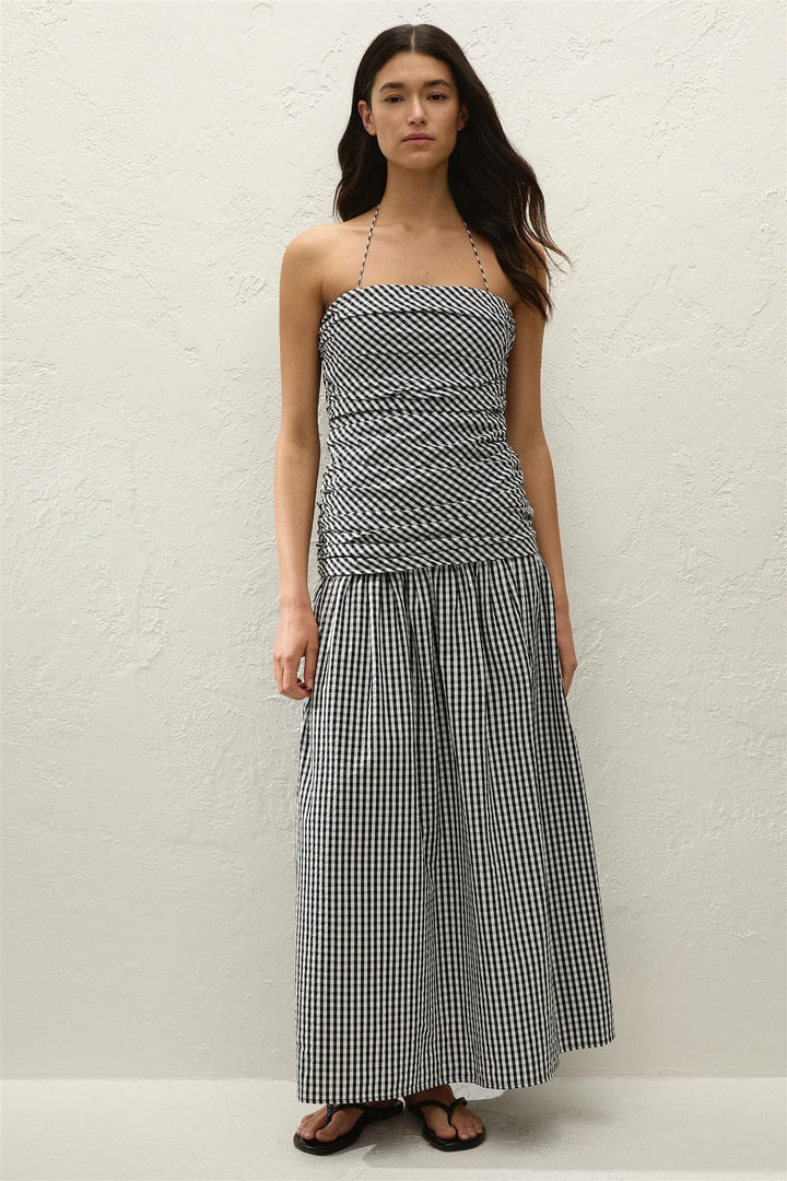 Vento Midi Dress Blck Textured Gingham