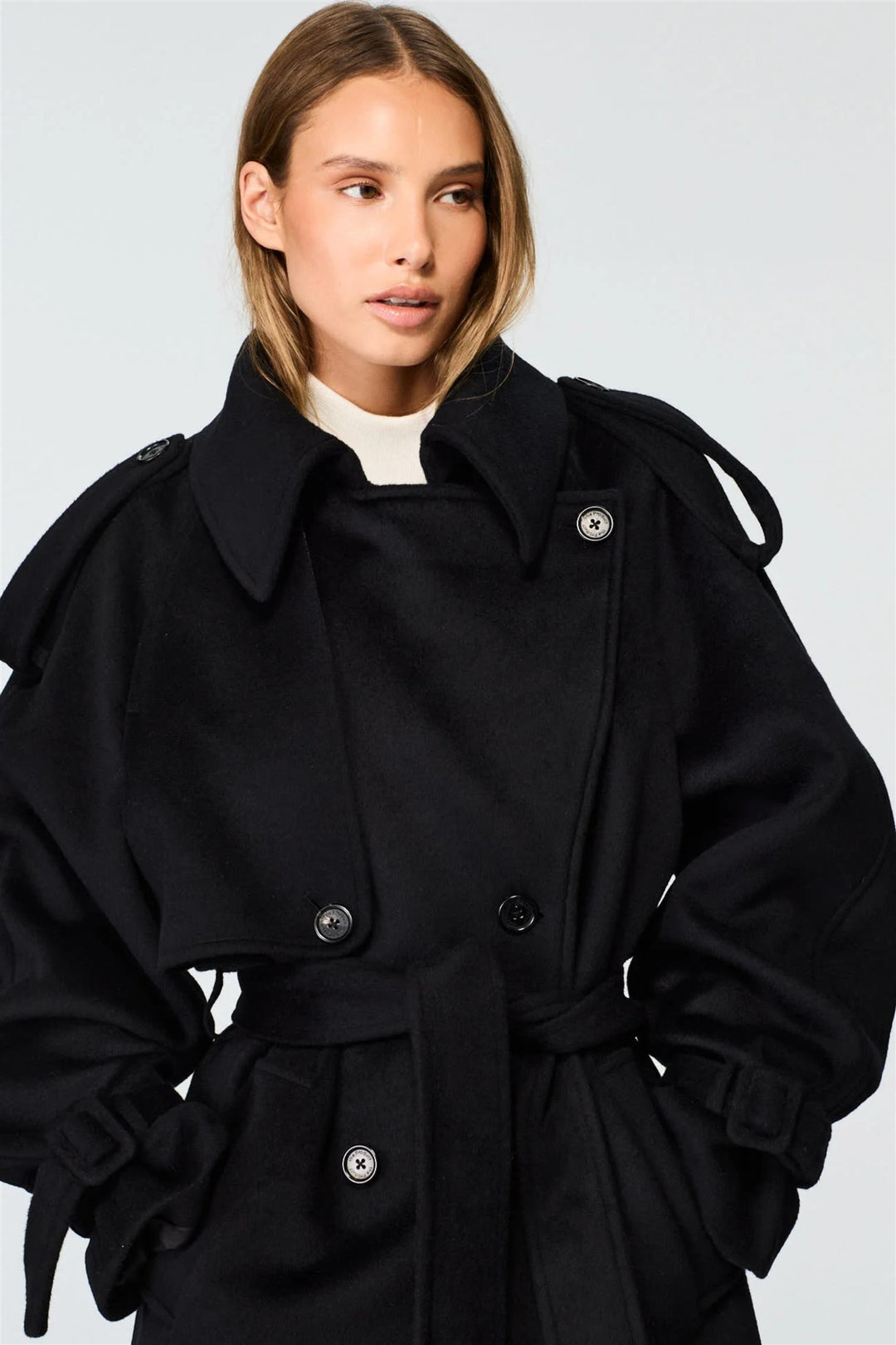 Wool Trench Coat Black