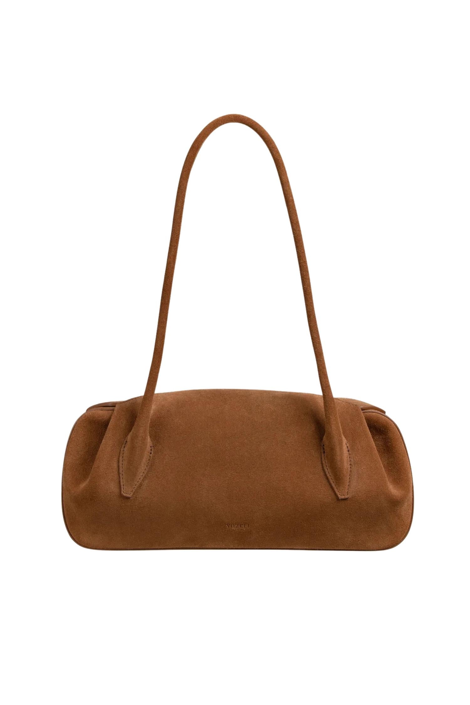 Oyster Shoulder Bag Suede Leather Cognac – DenDama
