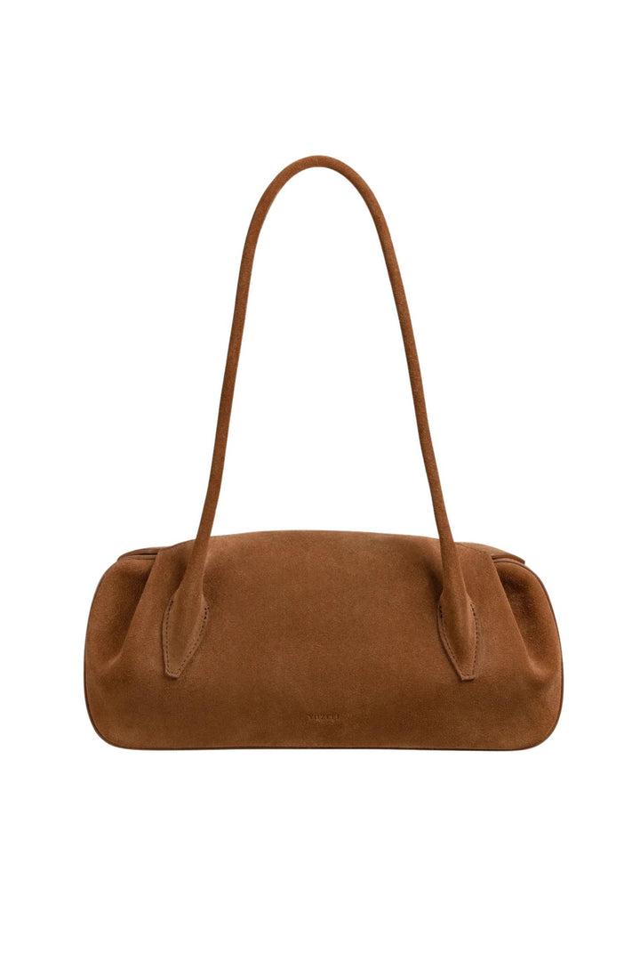 Oyster Shoulder Bag Suede Leather Cognac