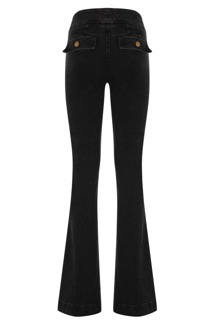 Anais Pocket Flared Jeans Black
