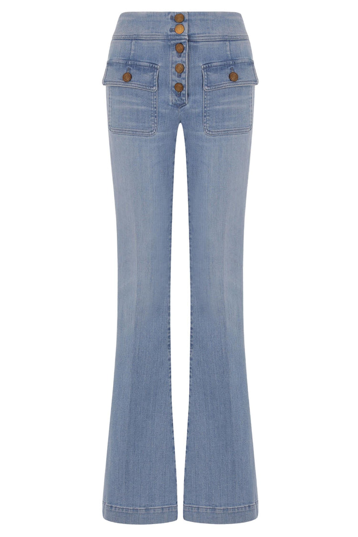 Anais Pocket Flared Jeans Light Blue Denim