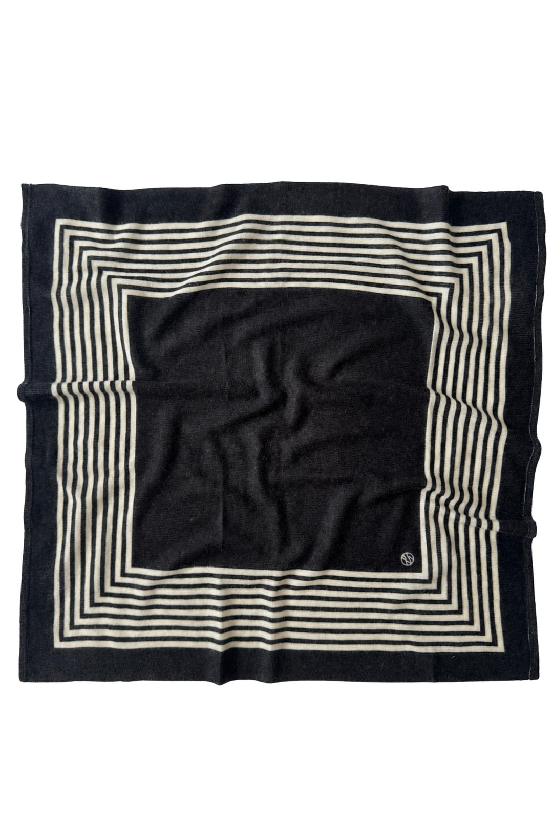 Cashmere Striped Scarf 65 cm. Black