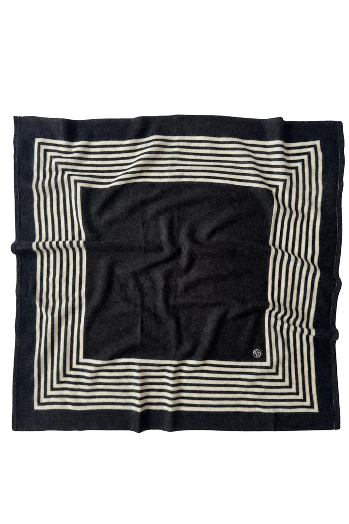 Cashmere Striped Scarf 65 cm. Black