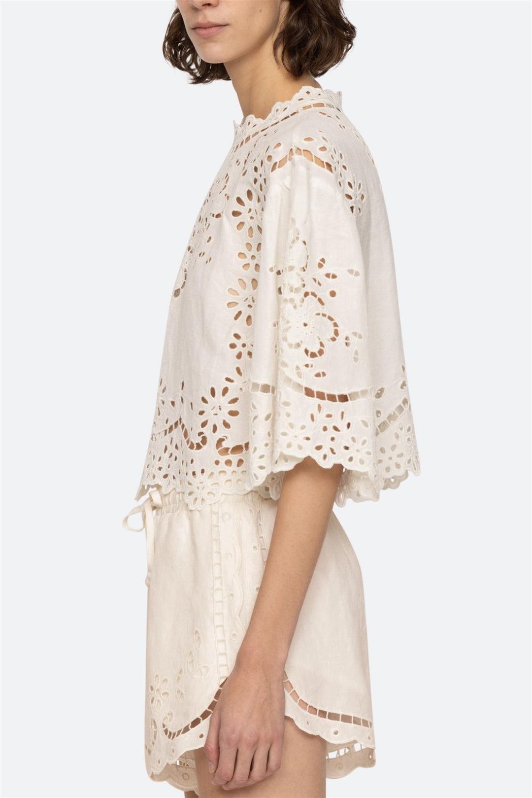 Lula Embroidery Short Sleeve Top White