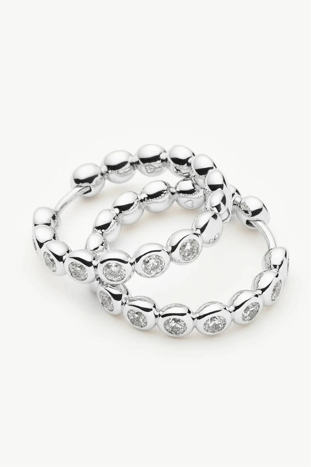 Tennis Medium Hoop Earrings Silver