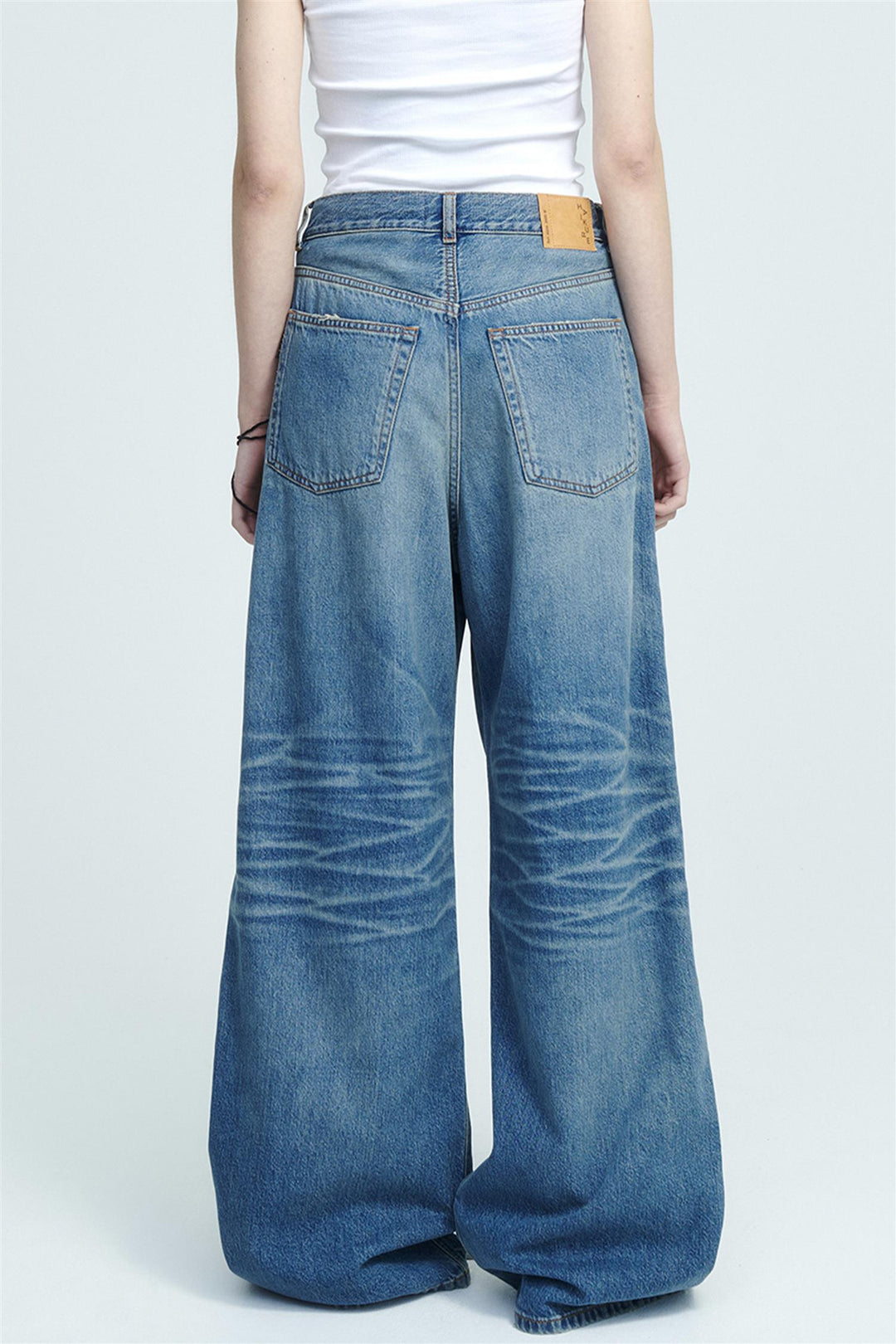 Candy Rigid Pleated Wide-Leg Jeans Blue Tencel