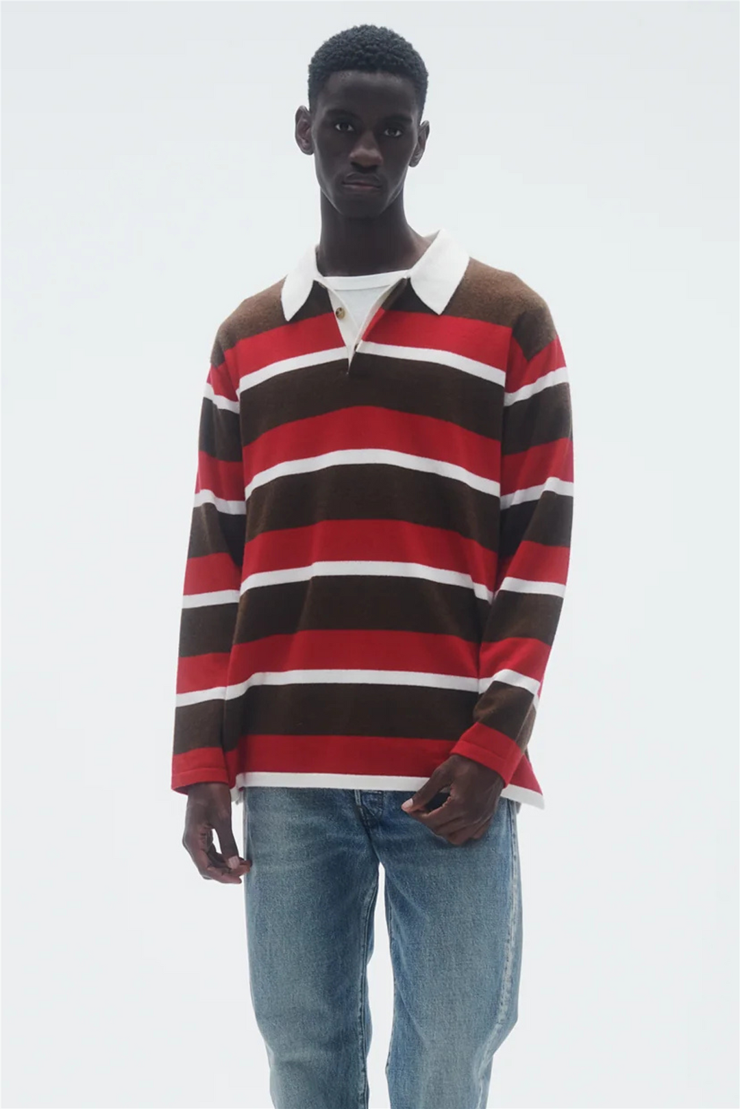 Striped Cashmere Rugby Chestnut/True Red Stripe