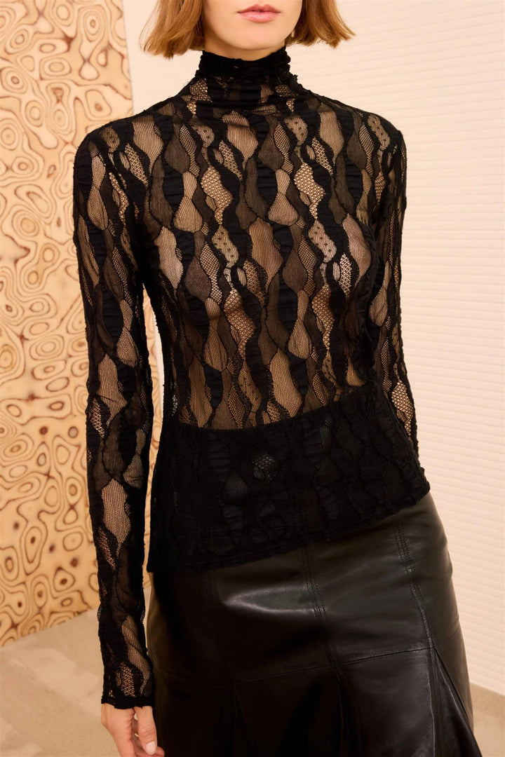 Ulyssa LS Turtleneck Top Noir