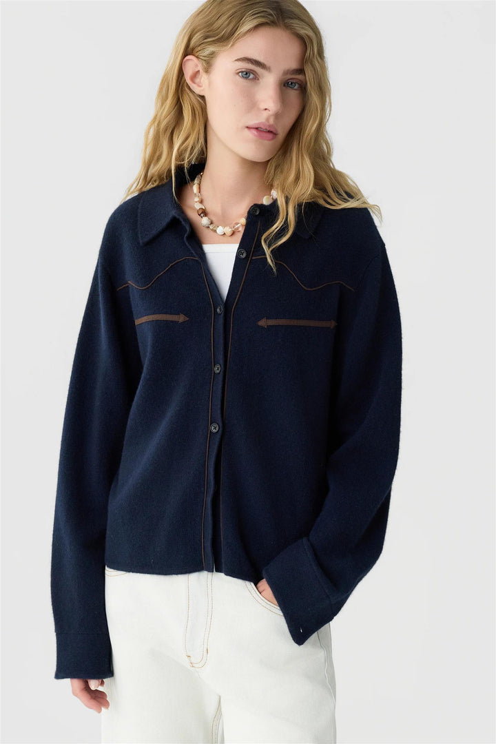Cropped  Western Shirt Midnight