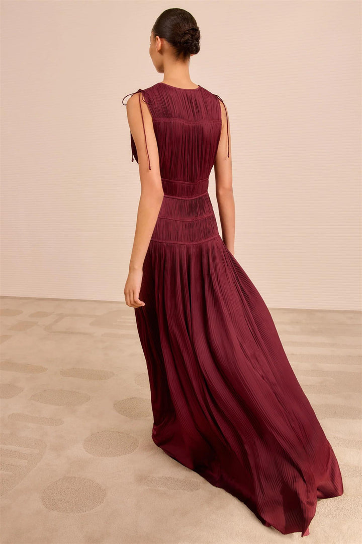 Tasneem Deep V Gown Claret