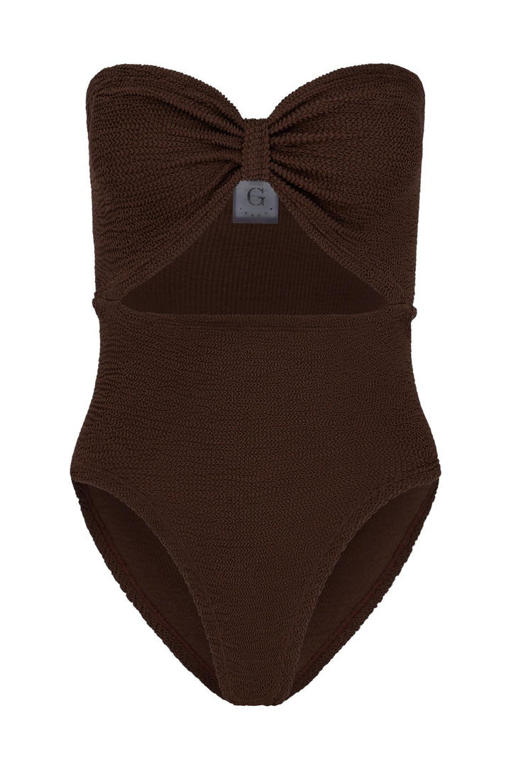 Alana Crinkle Swimsuit Metallic Chocolate