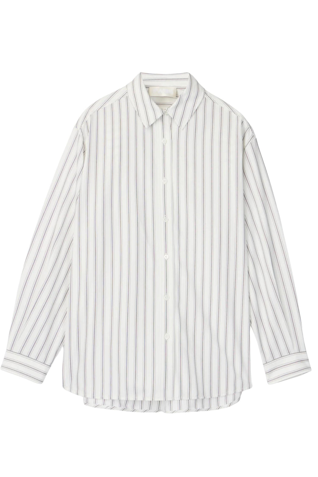 Poplin Workwear Shirt White with Black and Grey Pinstripe