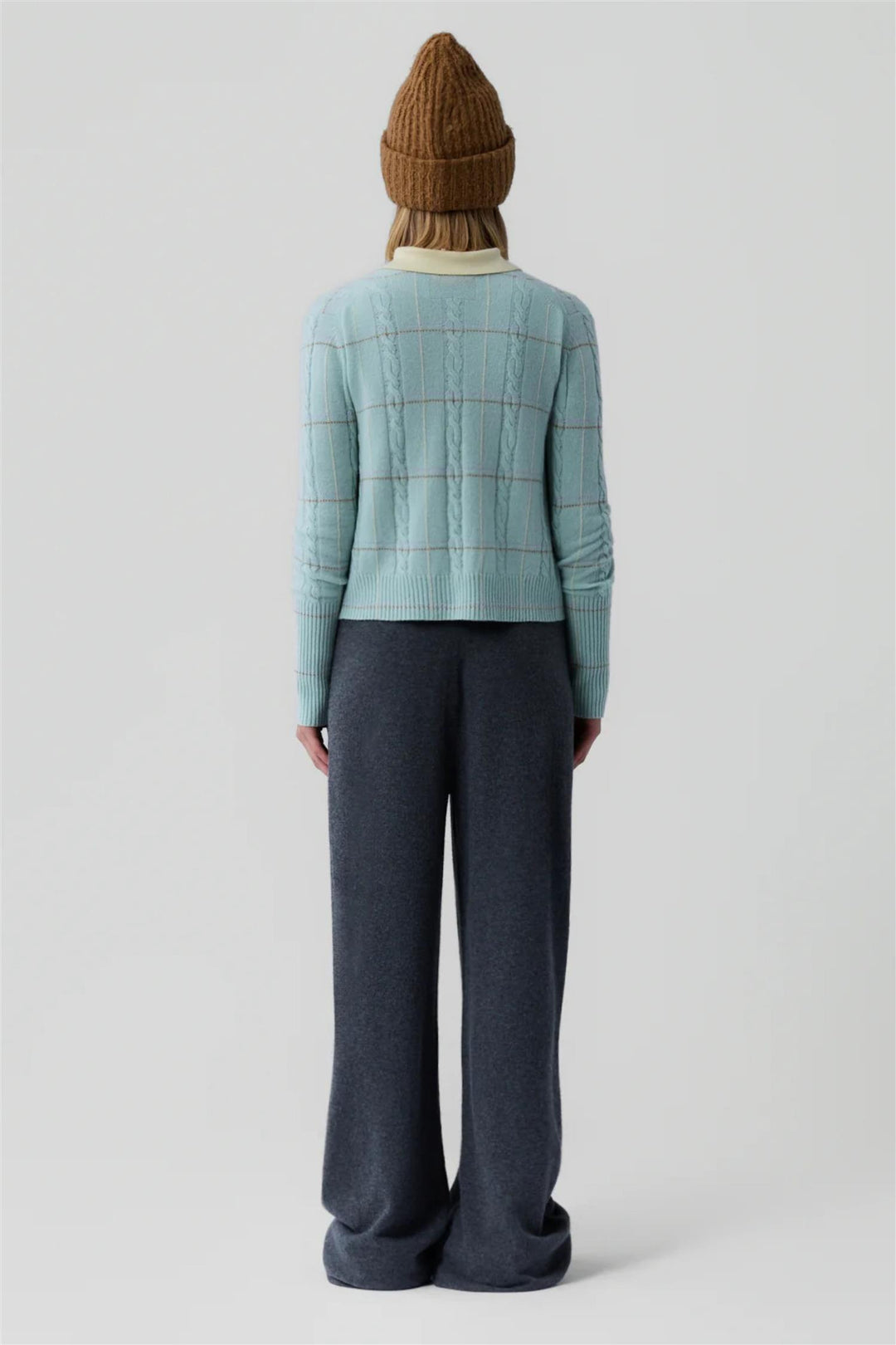 Jane Check Cardigan Seaglass Combo