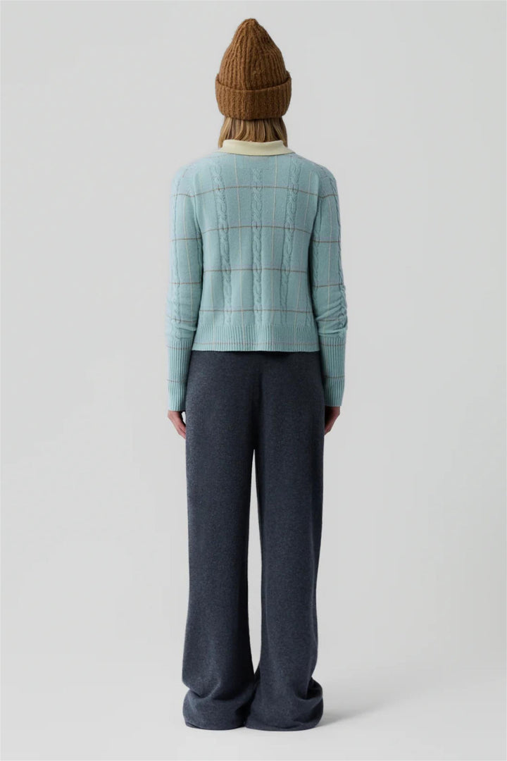 Jane Check Cardigan Seaglass Combo