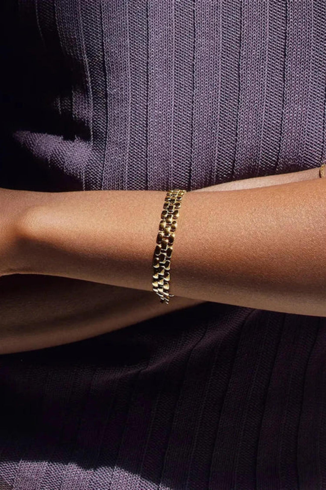 Timepiece Wide Chain Bracelet Gold
