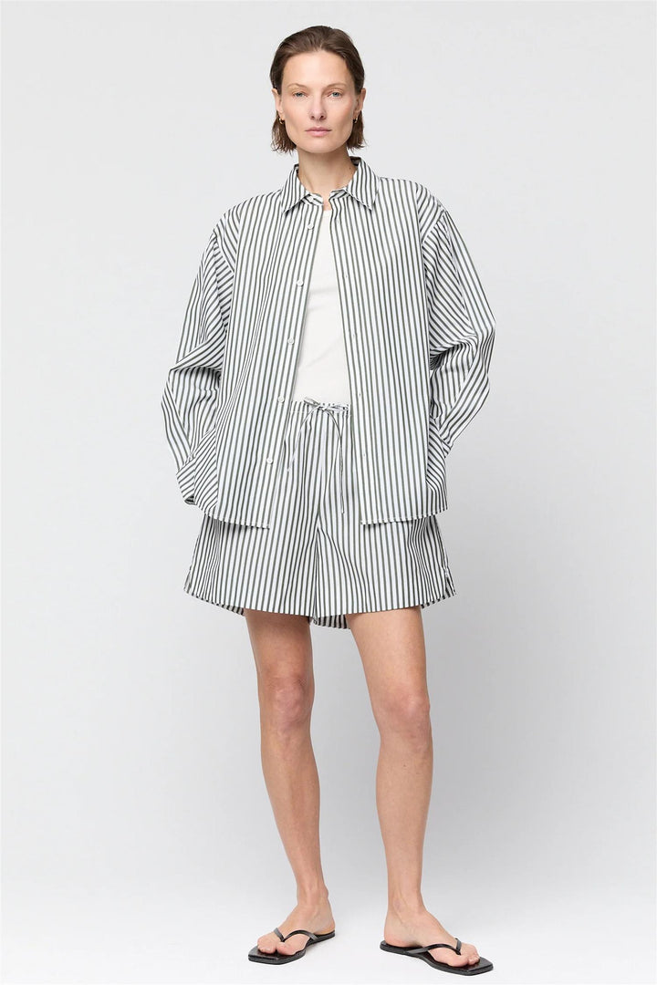 Coastal Shirt Olive and White Stripe
