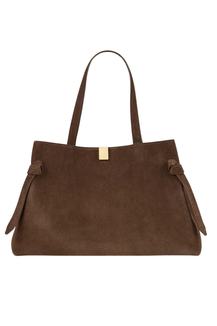 Gyoza Tote Suede Leather Chocolate