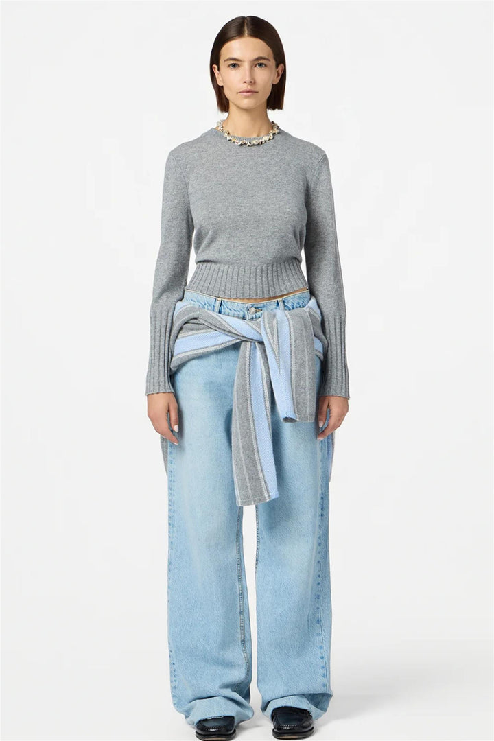 Shrunken Cashmere Crew Heather Grey