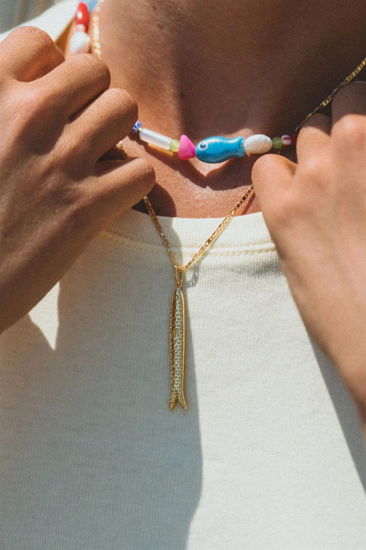 Hippie Fish Necklace Gold