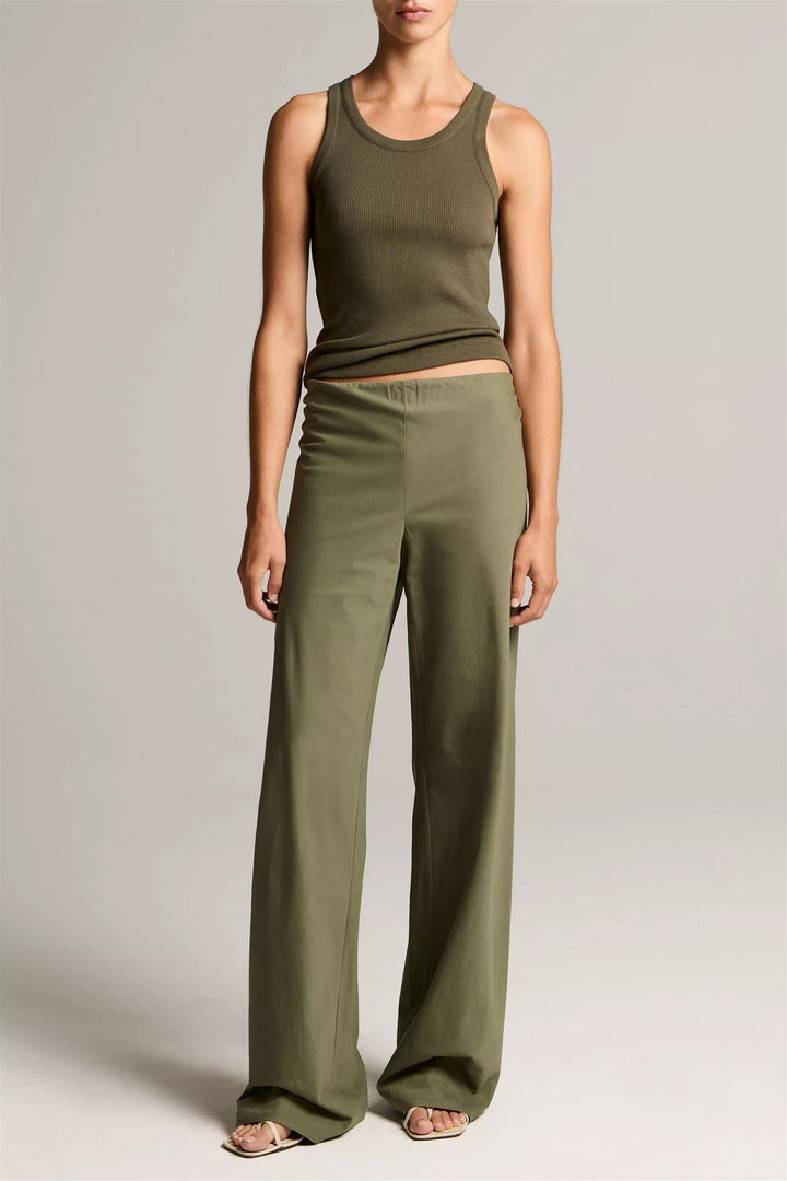 Colette High Waist Cotton Twill Bias Pant Pine Grove