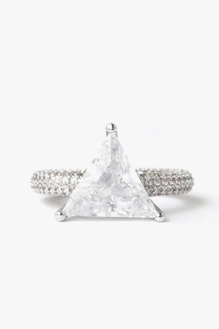 Mega Triangle Ring White Silver