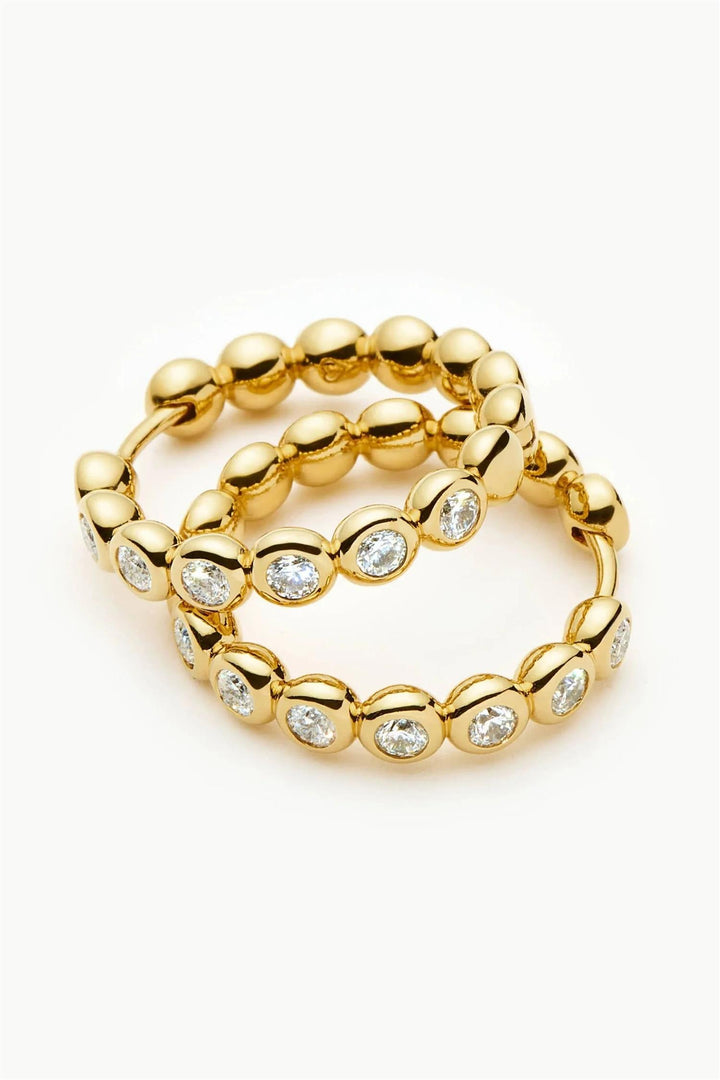 Tennis Medium Hoop Earrings Gold