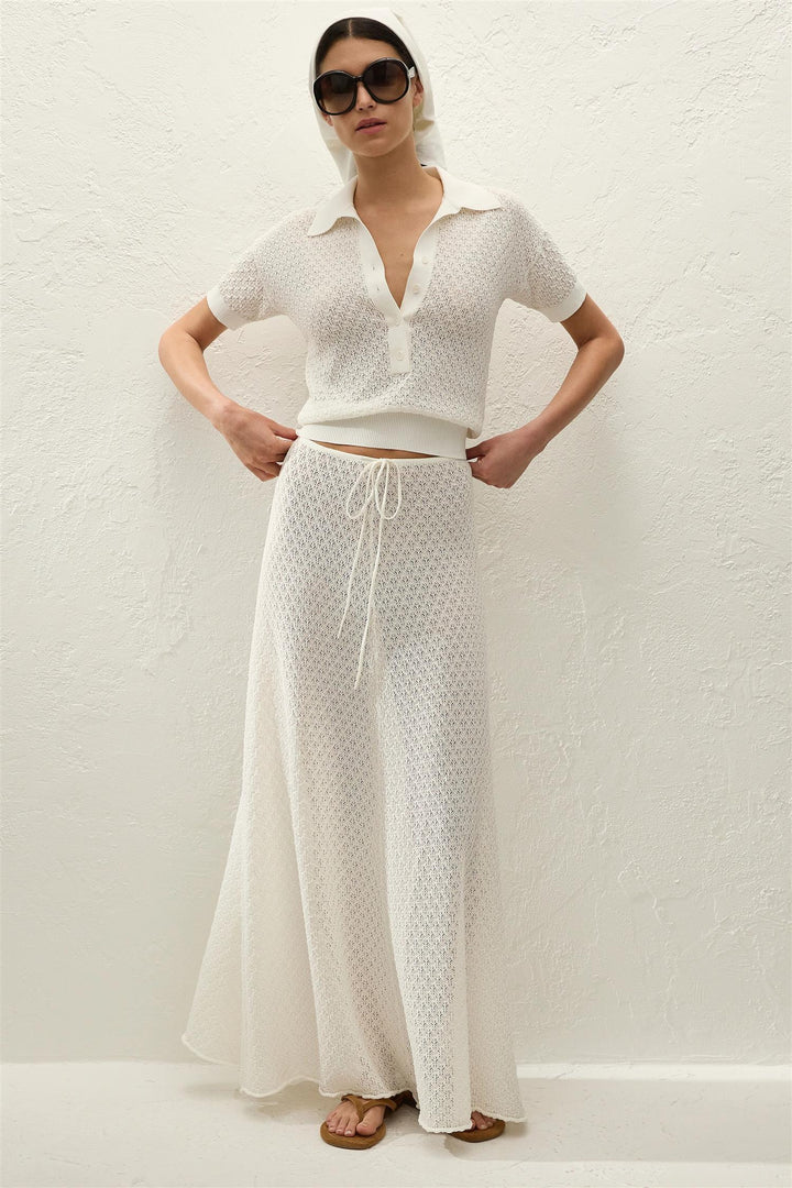 Lenna Skirt Pointelle Lace Vintage White