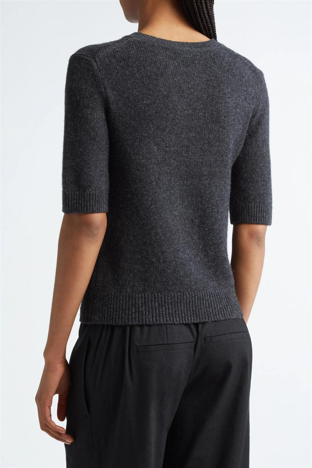 Shortsleeved Knit Pullover Charcoal