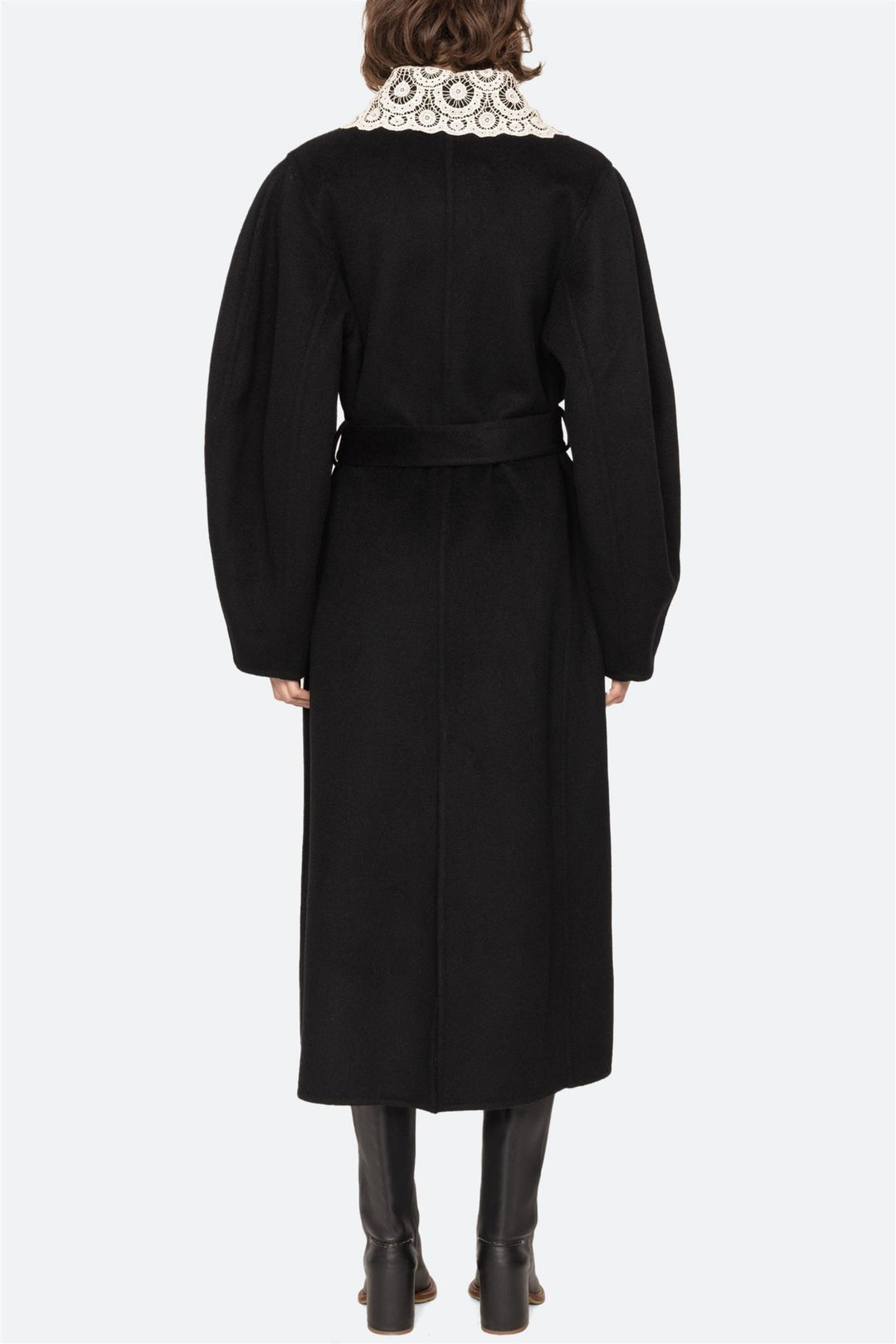 Ellison Solid Lace Collar Coat Black