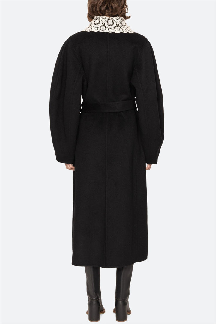 Ellison Solid Lace Collar Coat Black