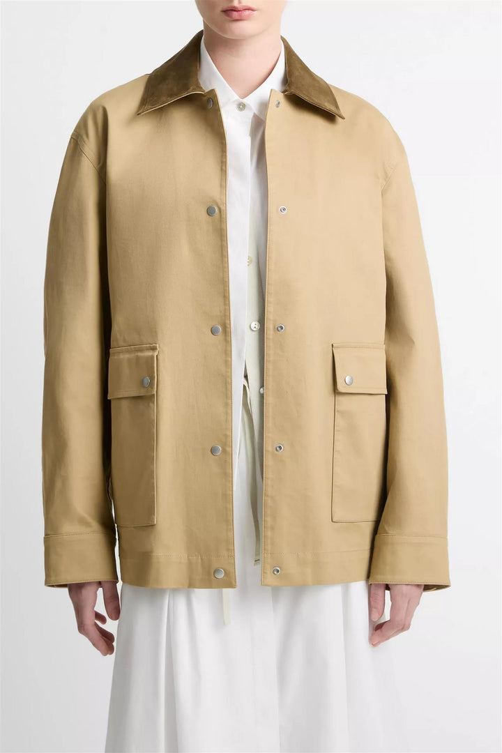 Suede Collar Utility Jacket  Beachwood