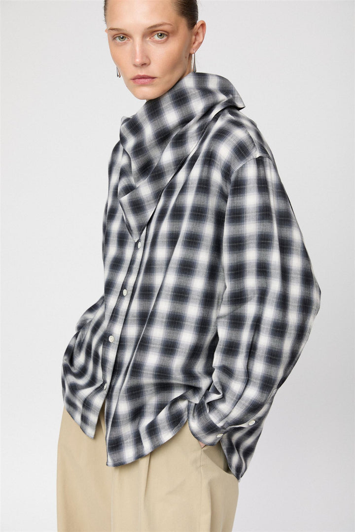 Poplin Workwear Shirt Black White Shadow Check