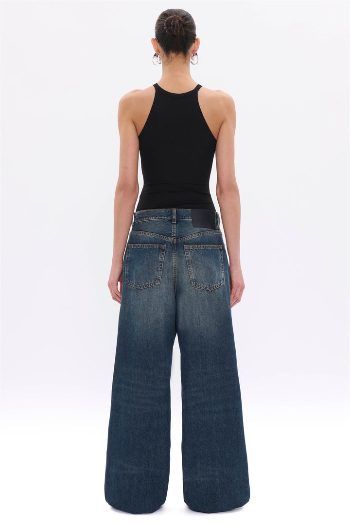 Candy Pleated Wide-Leg Jeans Intense Blue