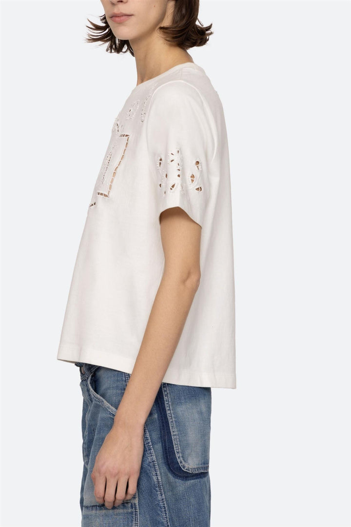 Marie Embroidery T-Shirt White