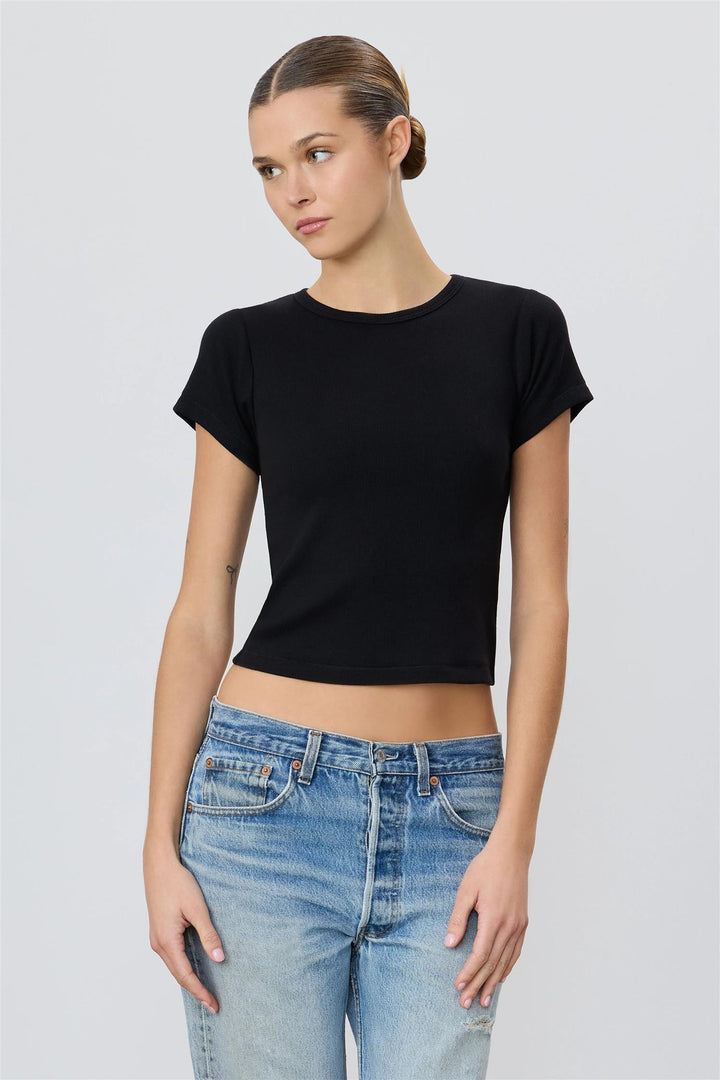Butter Rib Short Sleeve Baby Tee Black