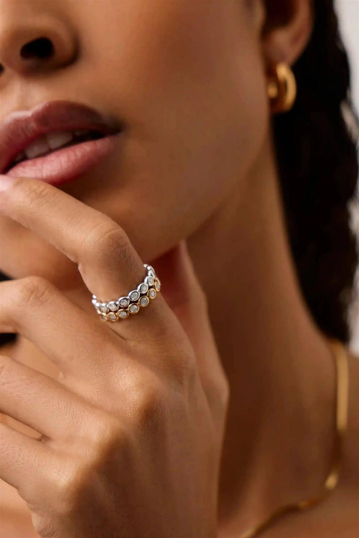 Tennis Eternity Stacking Ring Gold