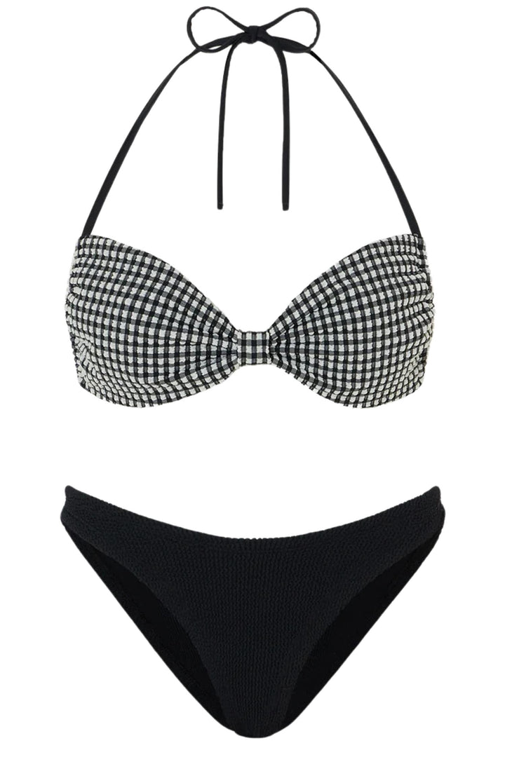 Kacey Crinkle Bikini Black Gingham