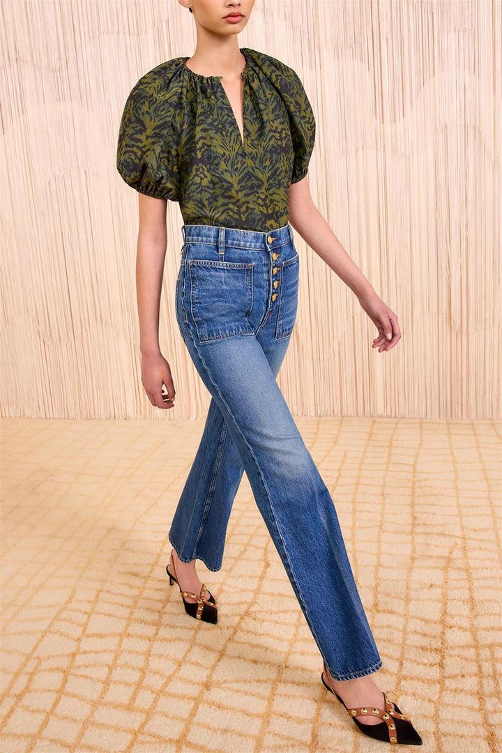 Talie Silk Short Sleeve Blouse Desert Jasper