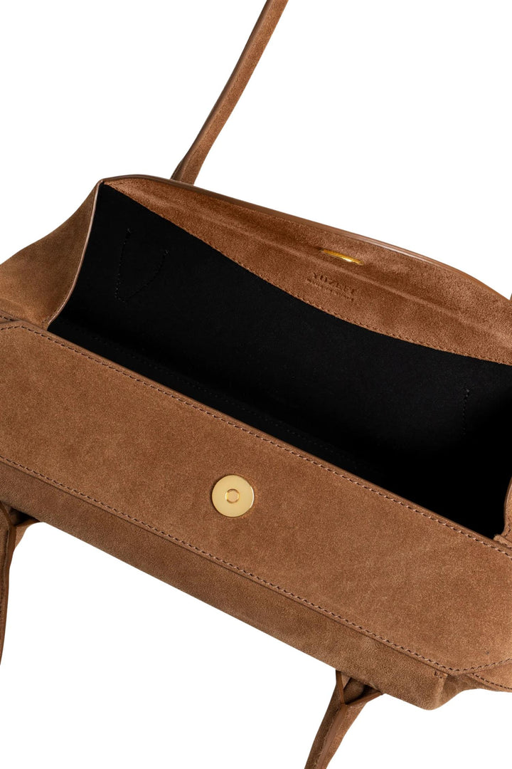 Oyster Shoulder Bag Suede Leather Cognac